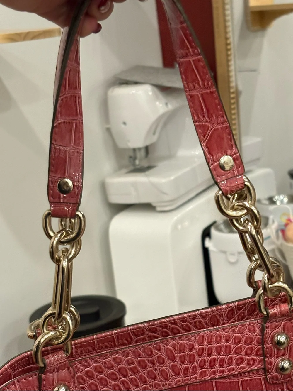 Guess | Raspberry Snake Skin Leather Purse | Large - Picture 6 of 8